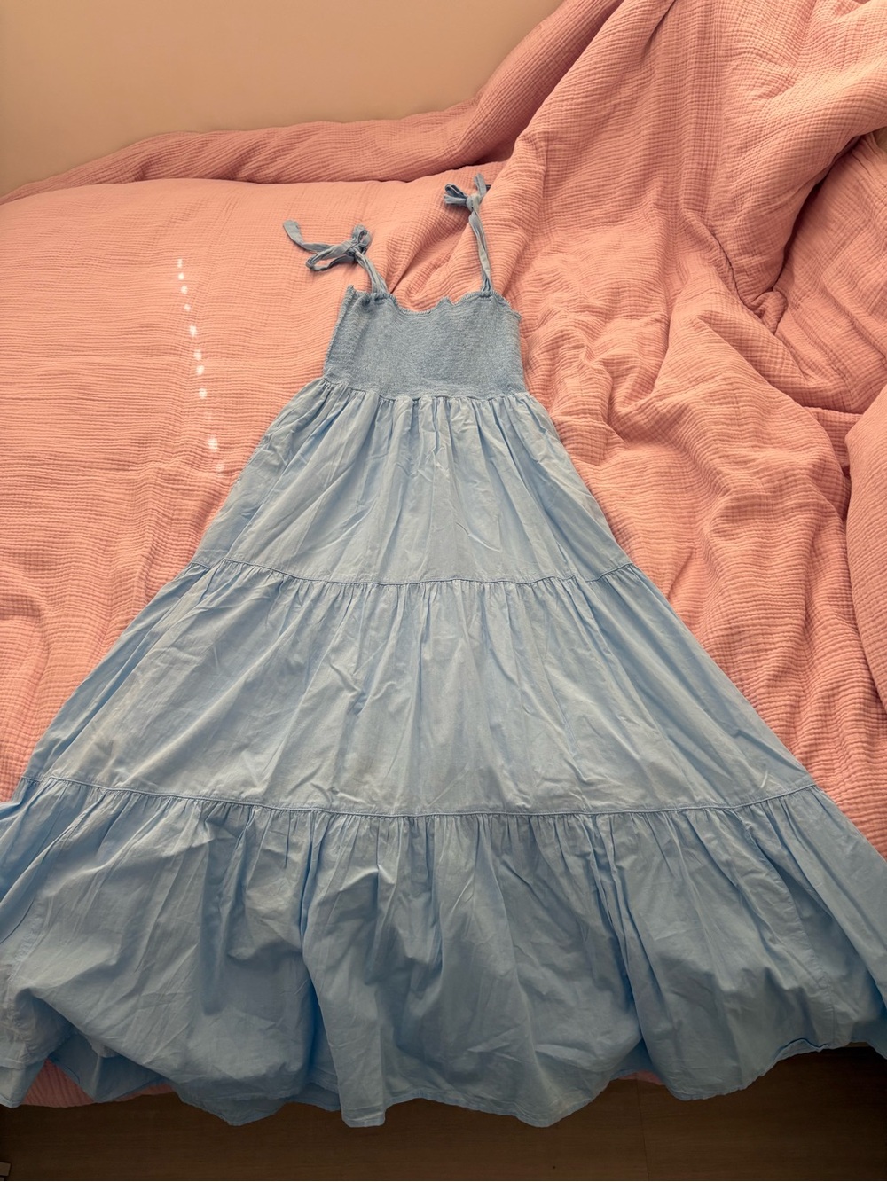 Women’s Light Blue Tie-Shoulder Maxi Dress
